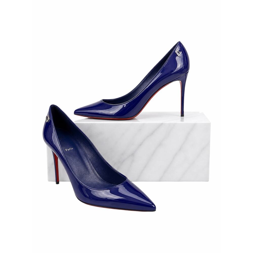 Christian Louboutin Sporty Kate 85 Patent Pump Galactiqueen Blue Size 42